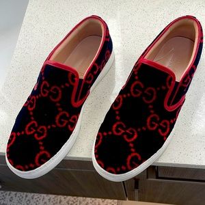 Gucci monogram suede sneakers